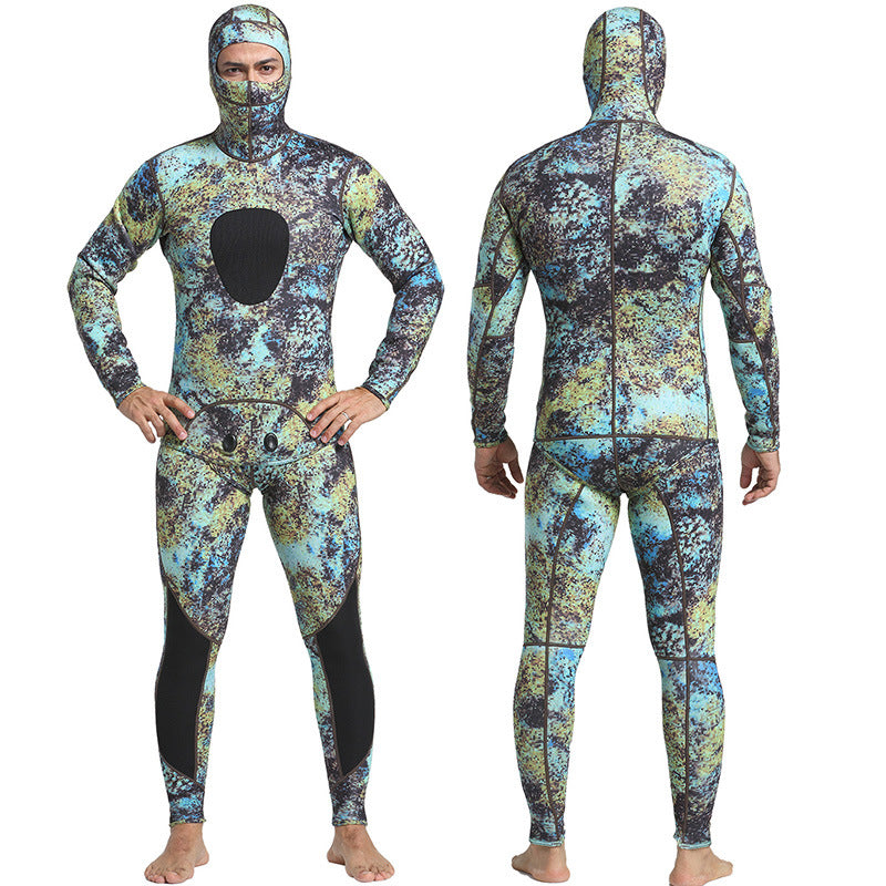 Neoprene Wetsuit 3MM Camouflage Split Two-piece Wetsuit Hood