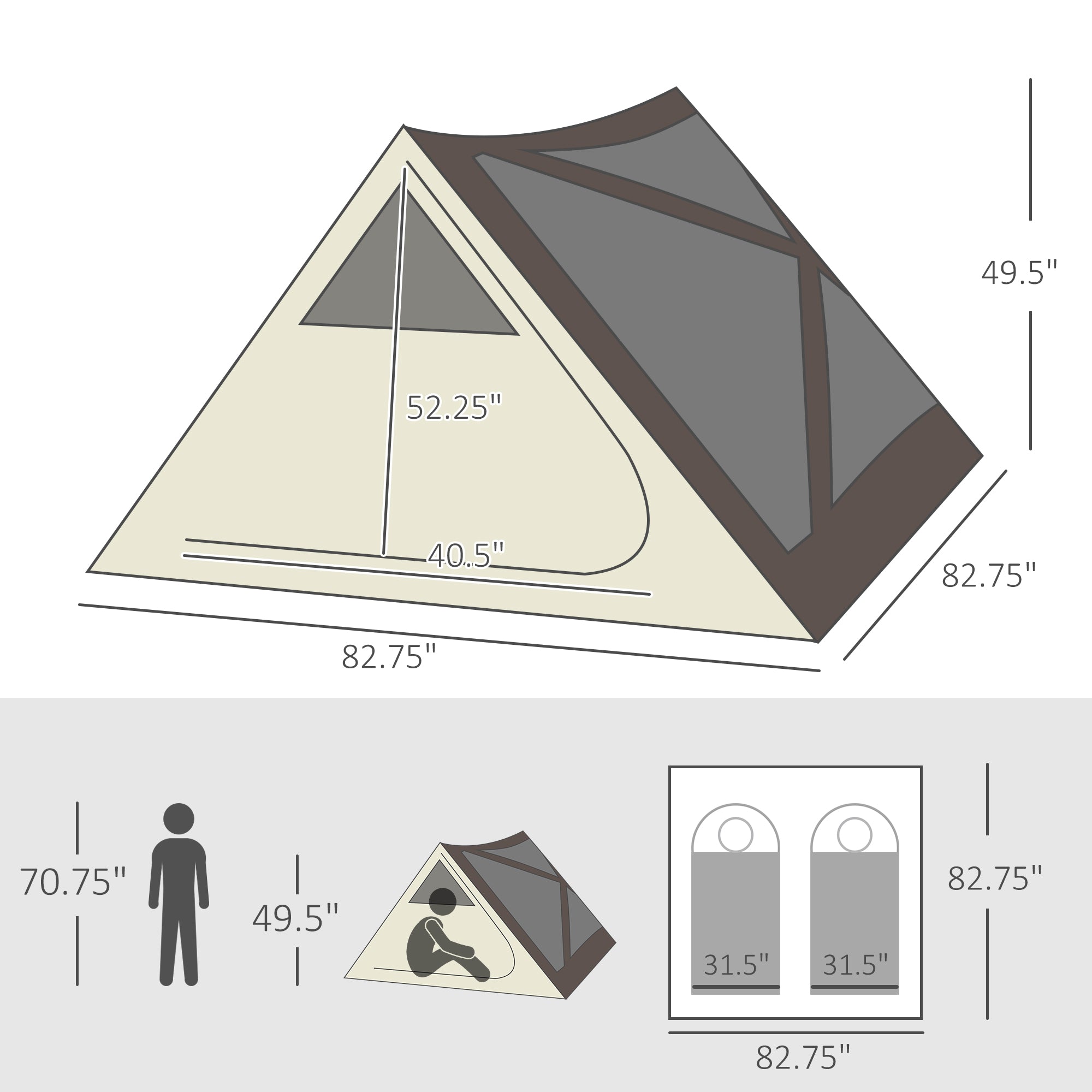 2-3 People Pop Up Camping Tent Waterproof Automatic Instant Tent Portable Cabana Beach Tent with Rainfly, Carry Bag, Windows and Doors, Outdoor Camping Hiking Indoor
