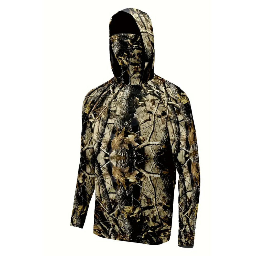 Fishing Hoodie Sailing Shirt Surfing Face Cover Neck Summer Men Long Sleeve Hunting Jersey Camisa De Pesca Performance Fish Gear Beach Tops Wear Climbing Uniform Angling