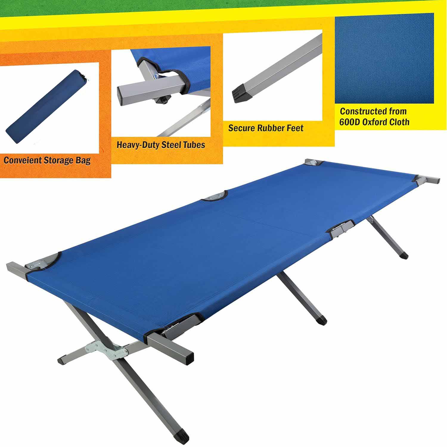 Marching Bed Outdoor Camping Bed, Foldable Lightweight Bed, Portable Camping Bed With Portable Bag, Suitable For Adult Hiking And Hunting Trips Blue