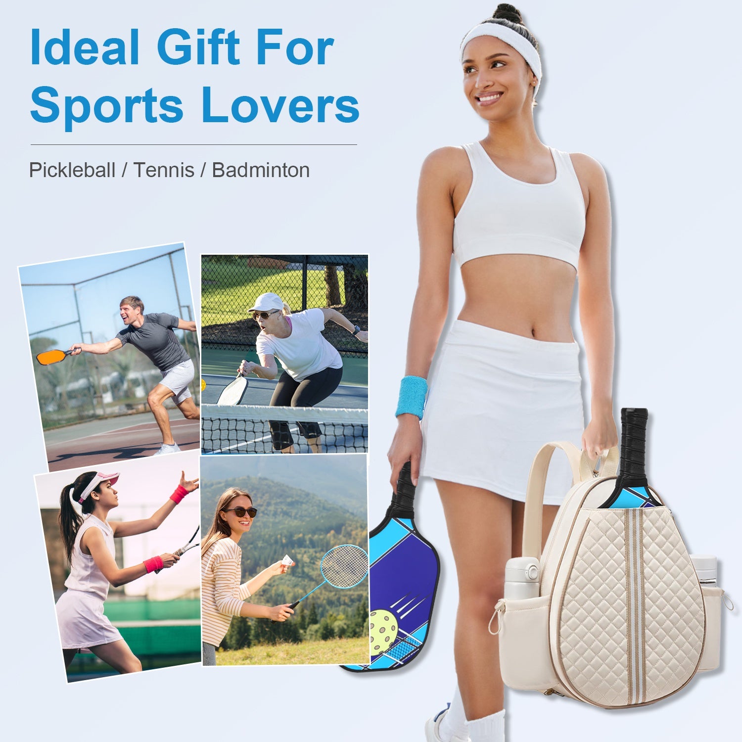 2 Color Options -- Pickleball Sling Bag For Men Women Waterproof Badminton Tennis Backpack With Wet Pocket Hidden Fence Hook Machine Washable
