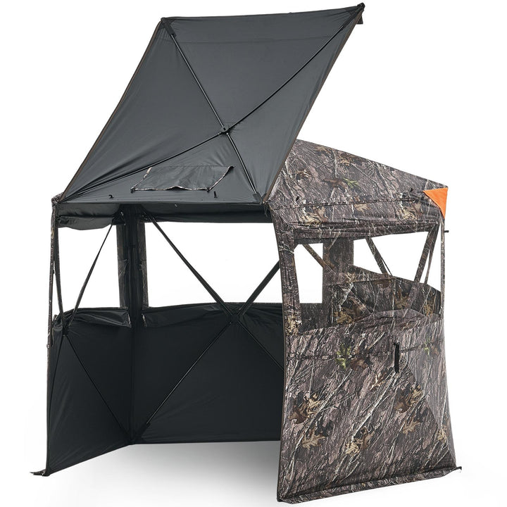 Hunting Blind, 6-7 Person Ground Blinds With Carrying Bag, Portable Camouflage Tent, Reinforced Durable Concealed Shelter With Silent Zipper Door And Window, For Turkey And Deer
