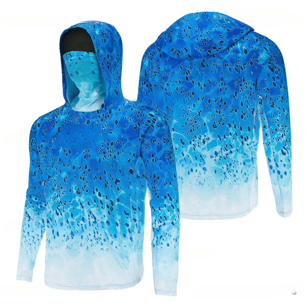 Fishing Hoodie Sailing Shirt Surfing Face Cover Neck Summer Men Long Sleeve Hunting Jersey Camisa De Pesca Performance Fish Gear Beach Tops Wear Climbing Uniform Angling