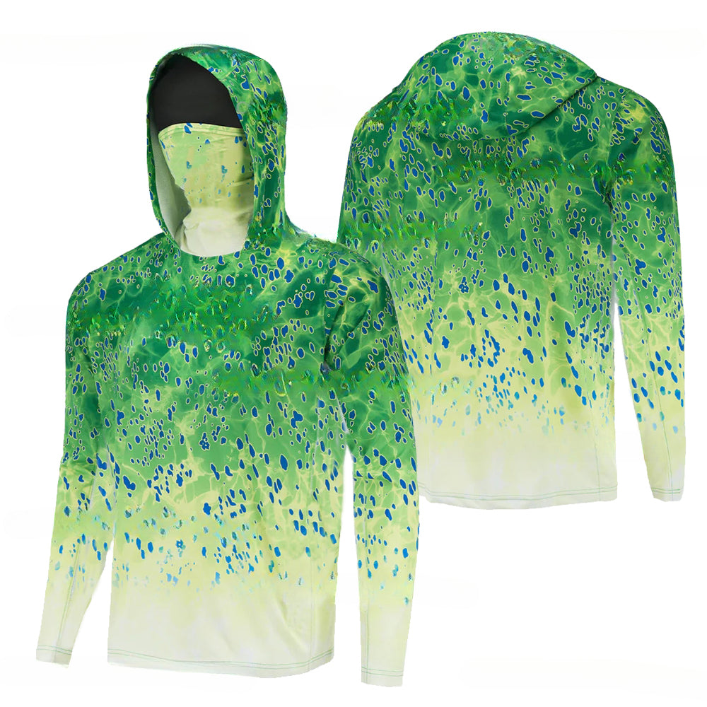Fishing Hoodie Sailing Shirt Surfing Face Cover Neck Summer Men Long Sleeve Hunting Jersey Camisa De Pesca Performance Fish Gear Beach Tops Wear Climbing Uniform Angling