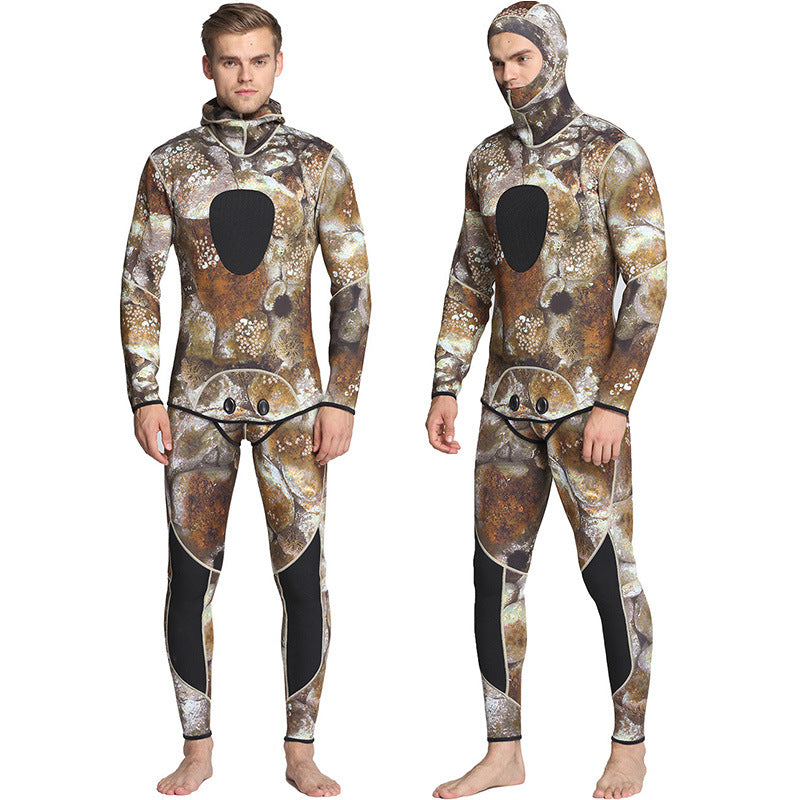 Neoprene Wetsuit 3MM Camouflage Split Two-piece Wetsuit Hood