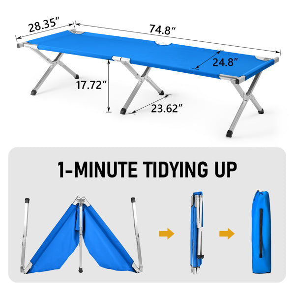 Portable Folding Camping Cot With Carrying Bag Army Blue