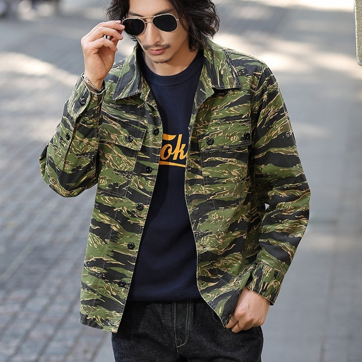 Tiger Pattern Camouflage Long Sleeve Shirt