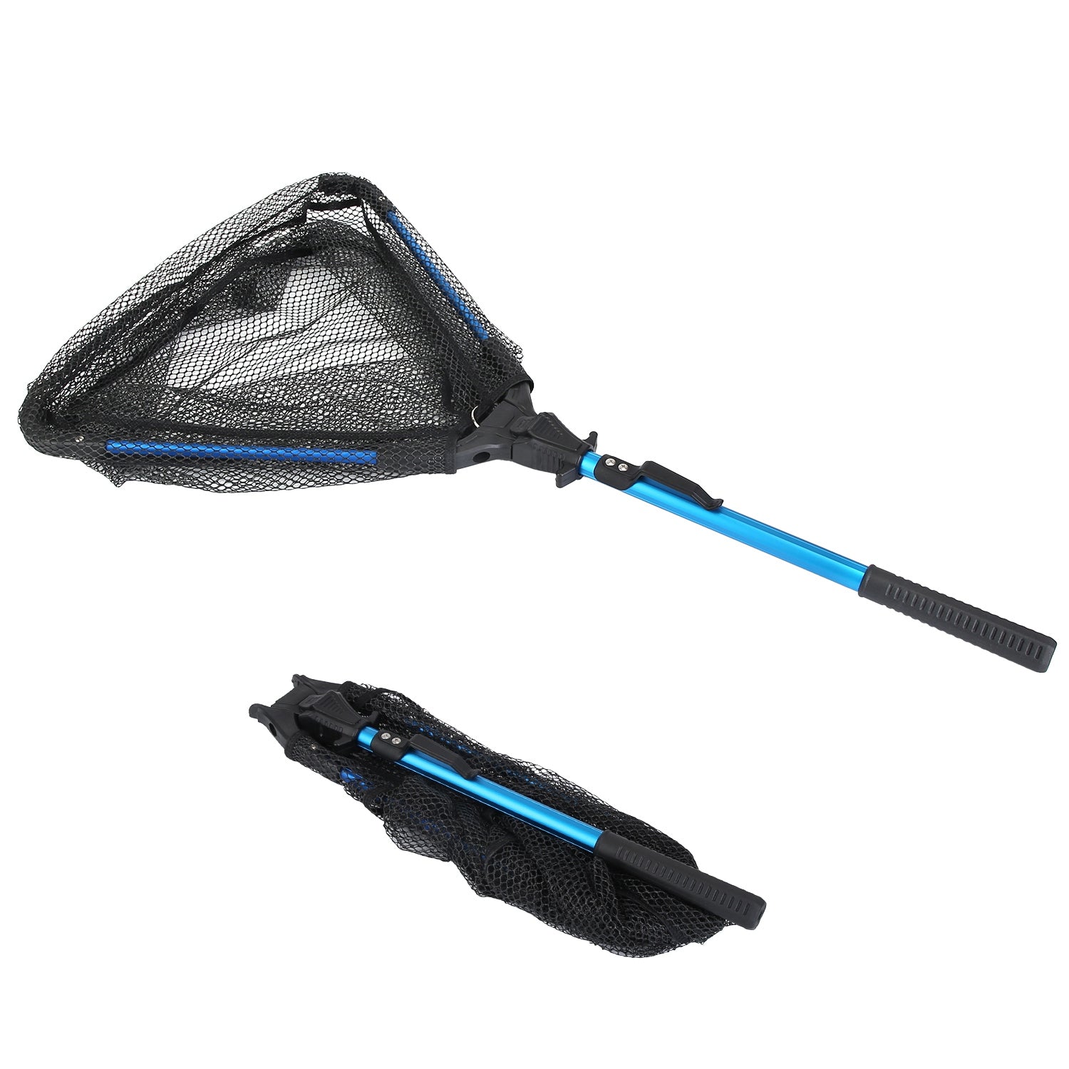 1Pc Foldable Fishing Net With Aluminum Alloy Rod EVA Handle Durable 5MM Hexagonal Nano Coating Nylon Mesh Collapsible Landing Net Safe Fish Catching Or Releasing