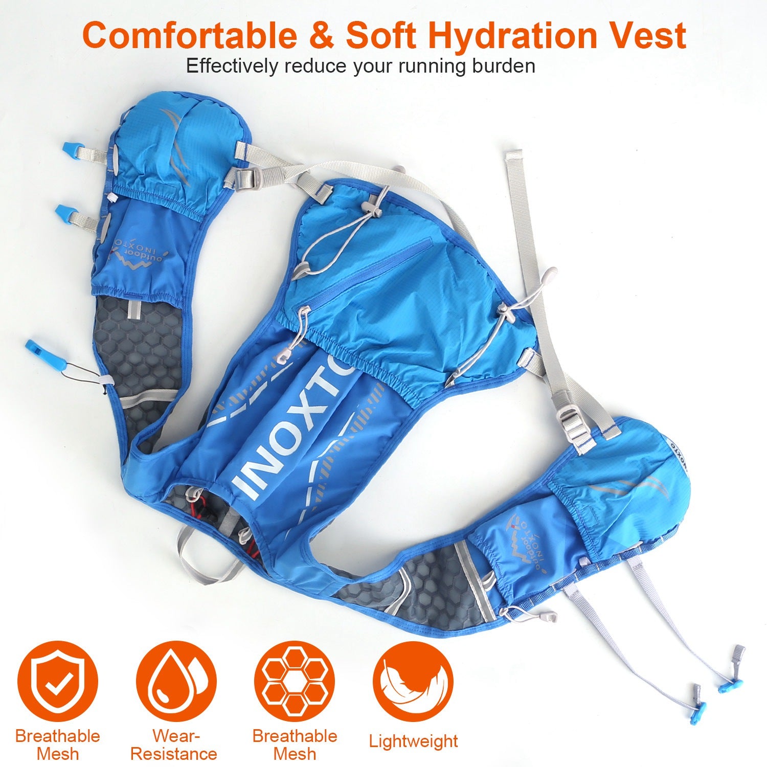 1Pc Sport Hydration Vest Running Backpack With 15oz 50oz Water Bladder Adjustable Strap Storage Bag For Trail Running Marathon Race Hiking
