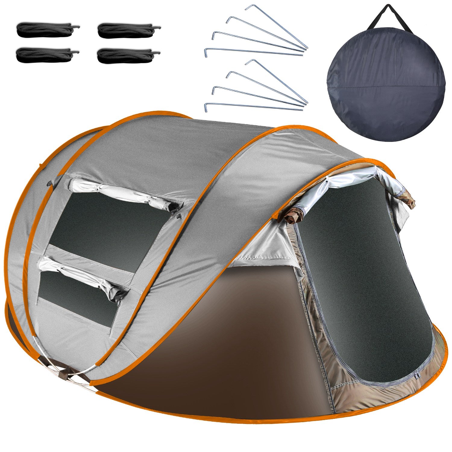 1Pc 5-8 Person Tent Automatic Setup Camping Tent Waterproof Instant Setup Tent With 4 Mosquito Net Windows Carrying Bag For Hiking Climbing Adventure Fishing