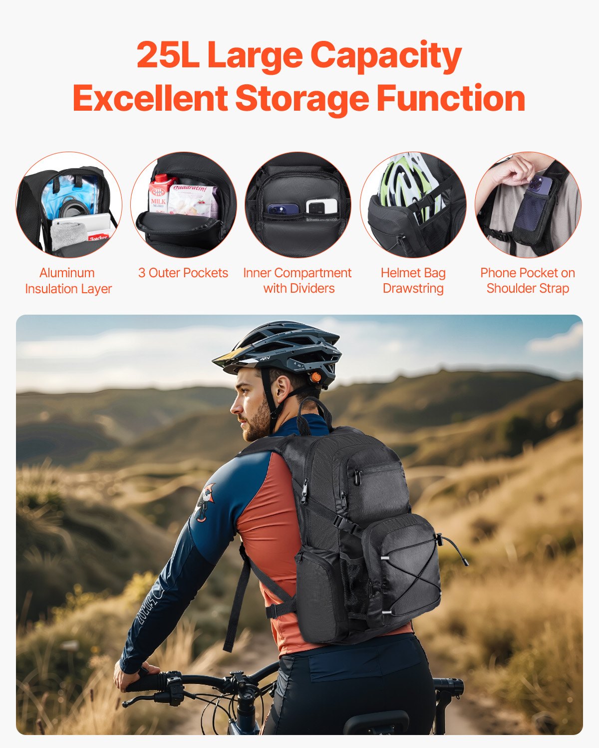 Hydration Backpack, 25L Insulated Hydration Pack Backpack With 2L TPU Water Bladder, Hiking Water Backpack With Storage For Men Women, Hydro Water Daypack For Hiking Running Cycling Camping