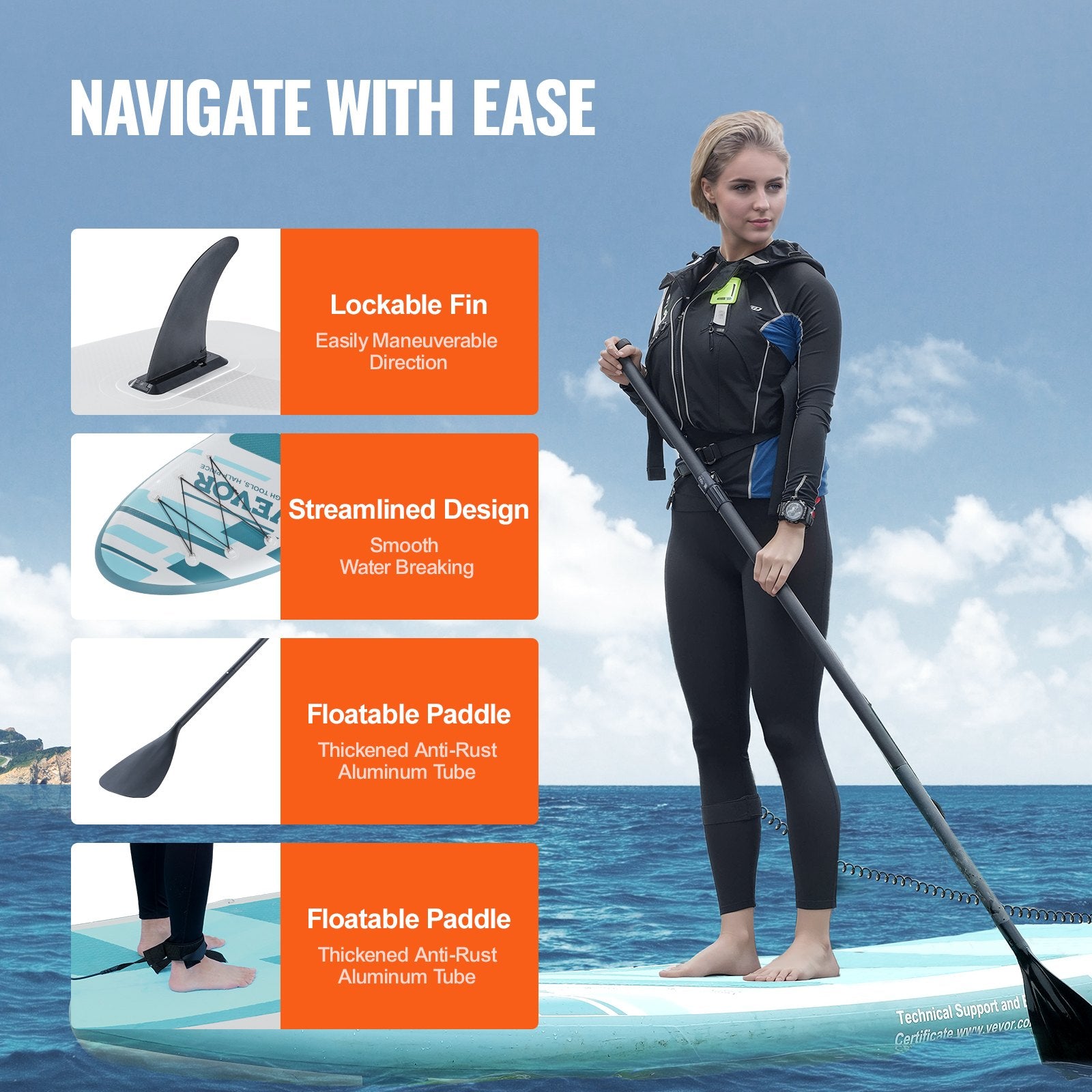 Inflatable Stand Up Paddle Board, 11' X 33" X 6" Wide SUP Paddleboard, With Board Accessories, Pump, Paddle, Fin, Phone Bag, Backpack, Ankle Leash, Repair Kit, Non-slip Deck For Youth & Adults