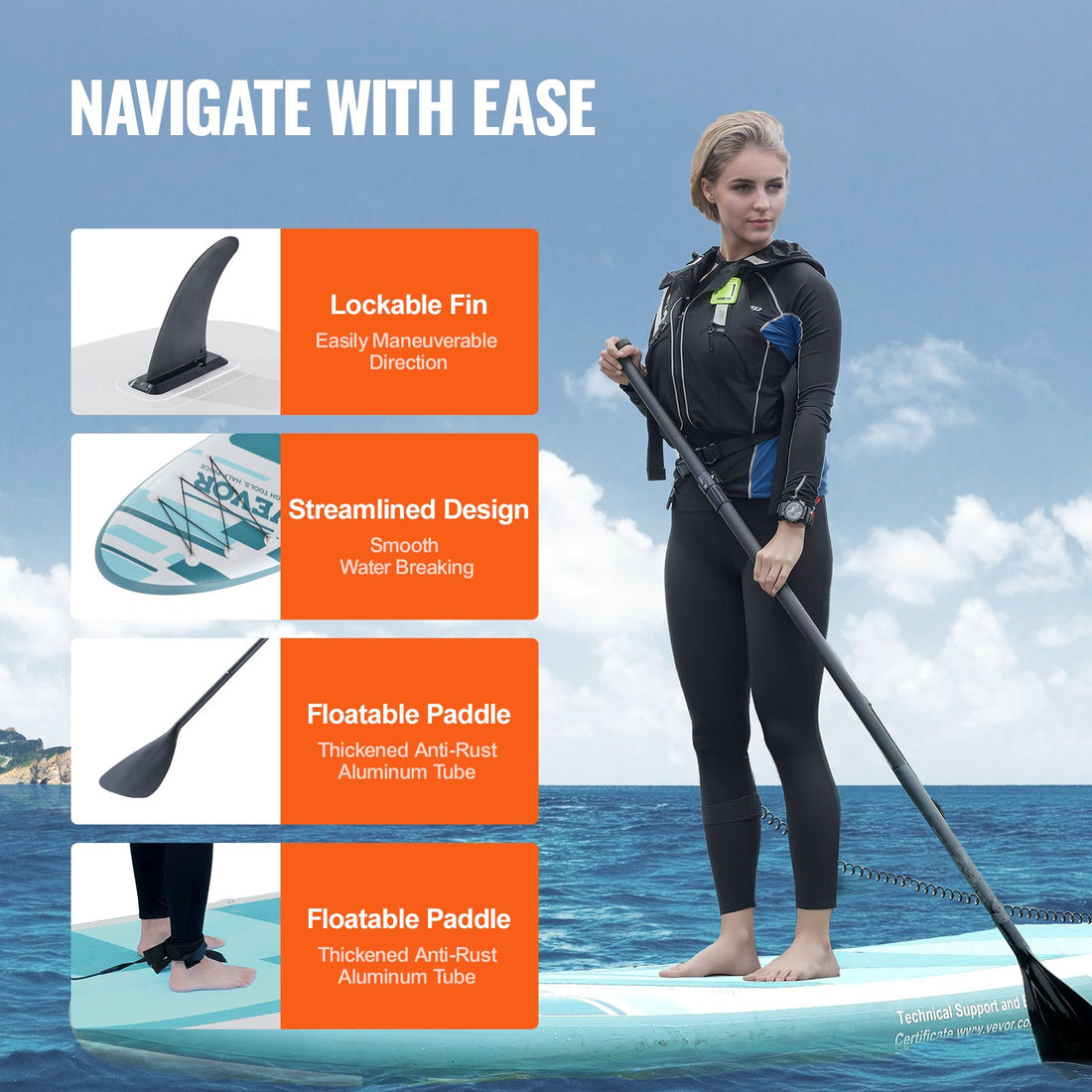 Inflatable Stand Up Paddle Board, 11' X 33" X 6" Wide SUP Paddleboard, With Board Accessories, Pump, Paddle, Fin, Phone Bag, Backpack, Ankle Leash, Repair Kit, Non-slip Deck For Youth & Adults