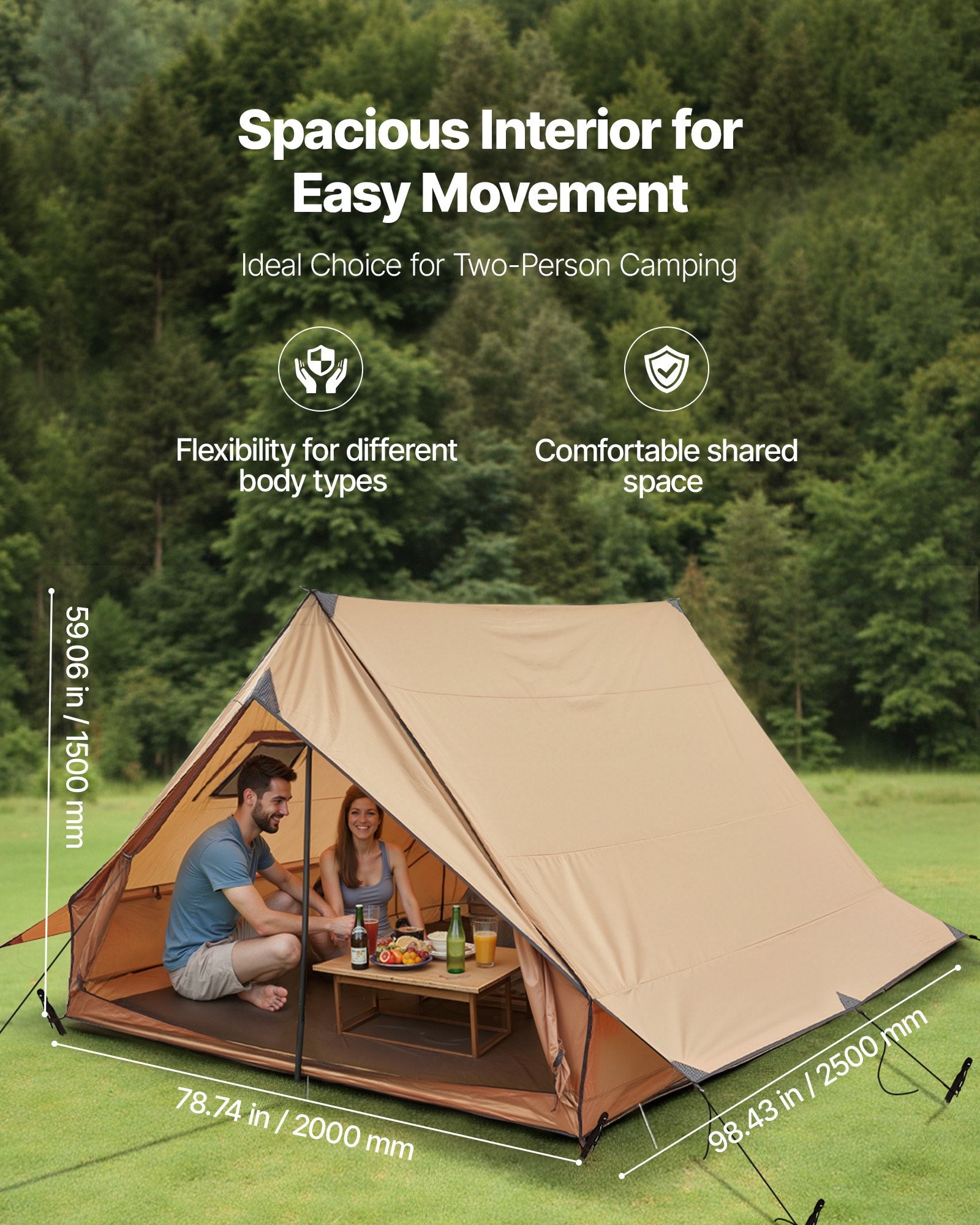 Camping Hot Tent, 2 Persons Cabin Tent With Stove Jack & Poles, Waterproof Winter Tents Shelters With Fireproof Ground Mat, Portable 4 Season Tents For Hiking Fishing Hunting Backpacking