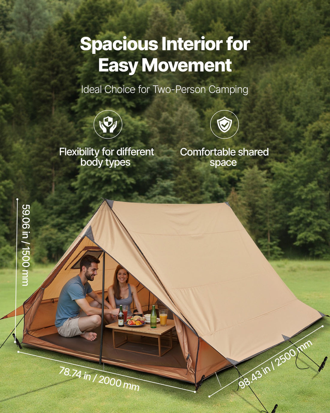 Camping Hot Tent, 2 Persons Cabin Tent With Stove Jack & Poles, Waterproof Winter Tents Shelters With Fireproof Ground Mat, Portable 4 Season Tents For Hiking Fishing Hunting Backpacking