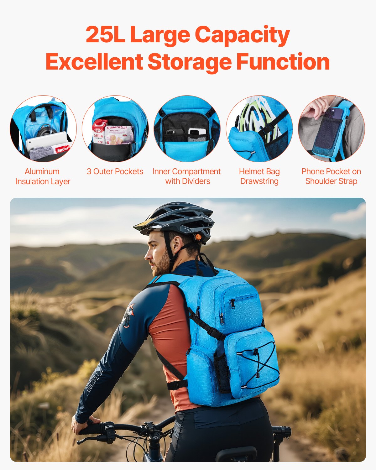 Hydration Backpack, 25L Insulated Hydration Pack Backpack With 2L TPU Water Bladder, Hiking Water Backpack With Storage For Men Women, Hydro Water Daypack For Hiking Running Cycling Camping