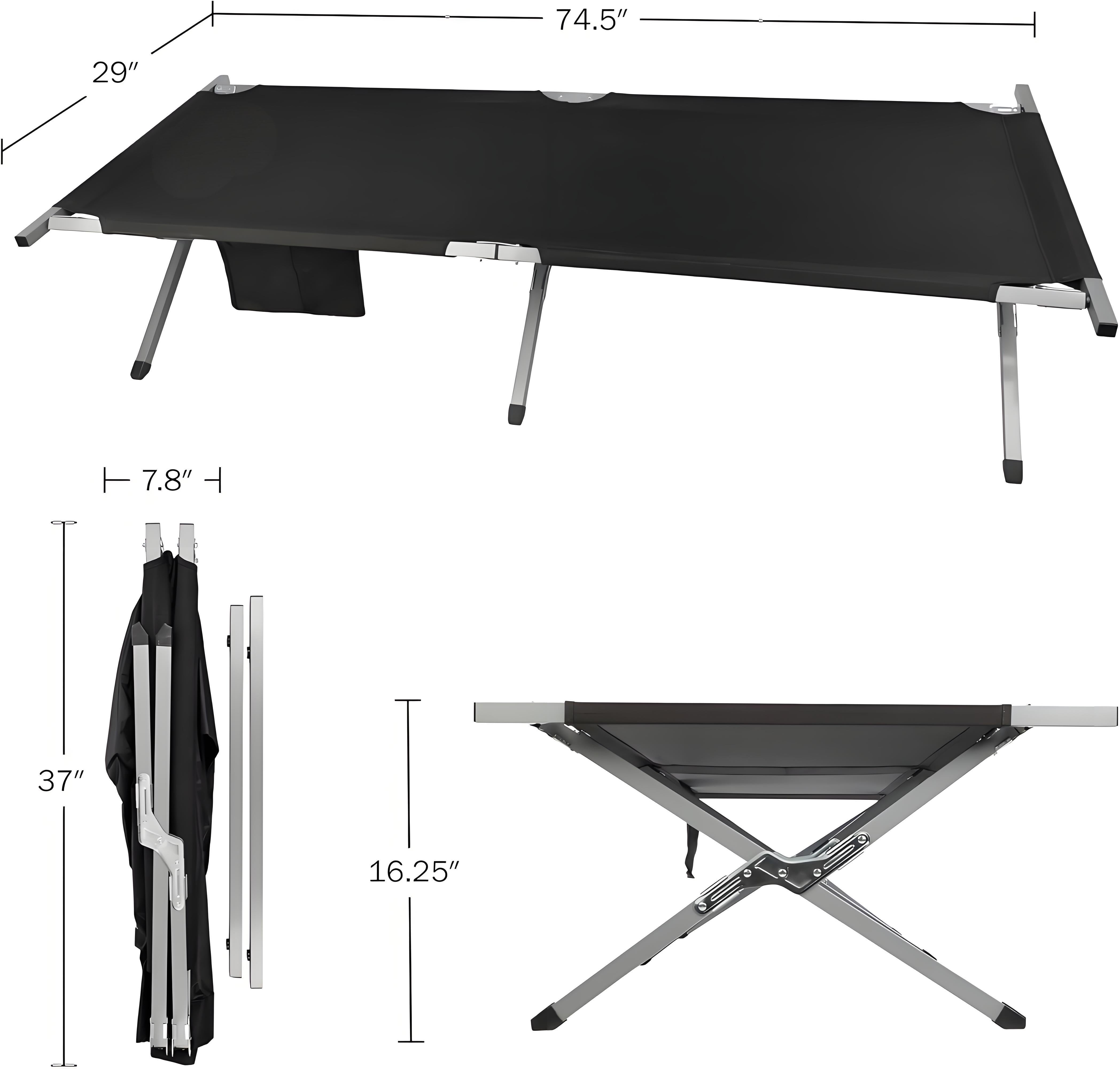 Marching Bed Outdoor Camping Bed, Foldable Lightweight Bed, Portable Camping Bed With Portable Bag, Suitable For Adult Hiking And Hunting Trips Black