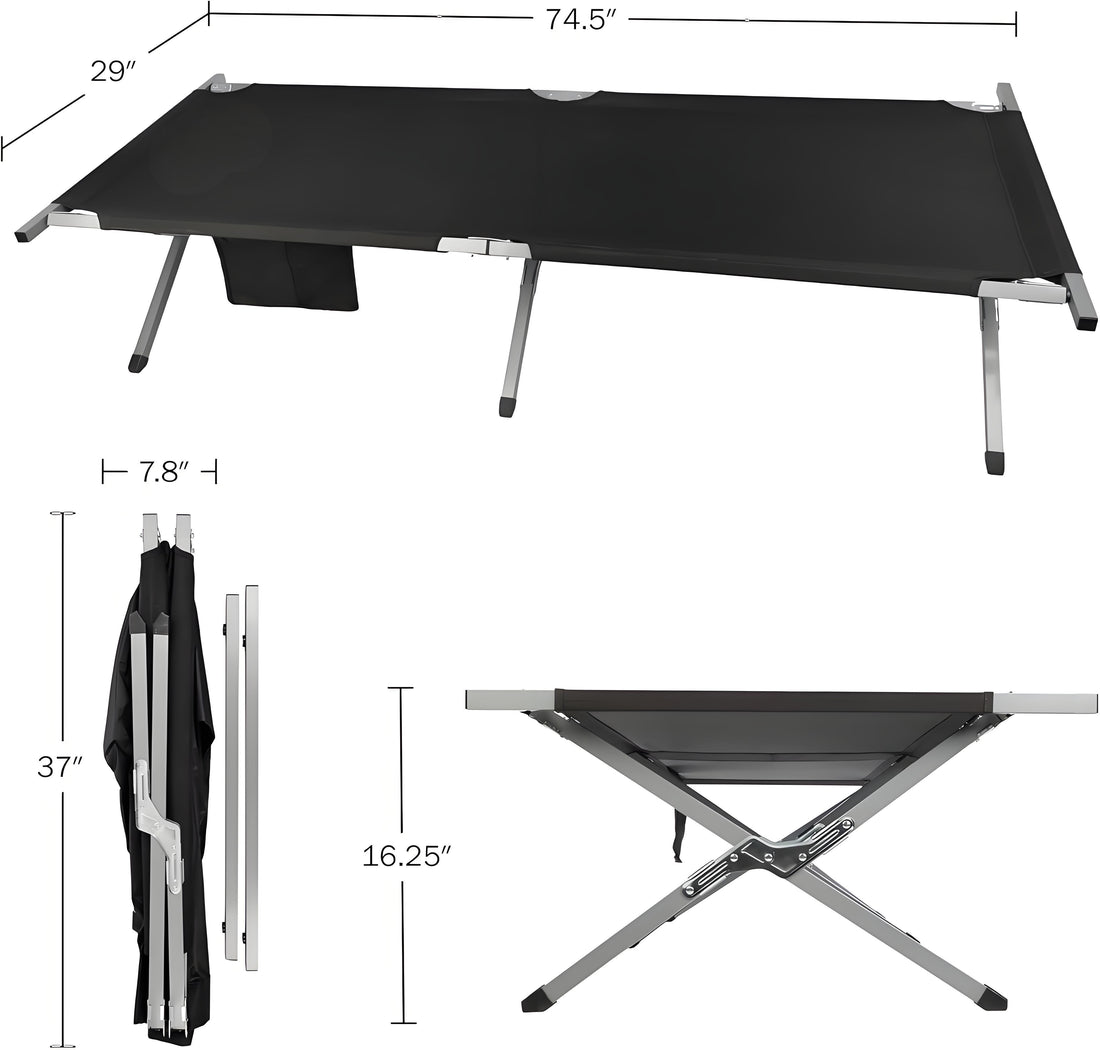 Marching Bed Outdoor Camping Bed, Foldable Lightweight Bed, Portable Camping Bed With Portable Bag, Suitable For Adult Hiking And Hunting Trips Black