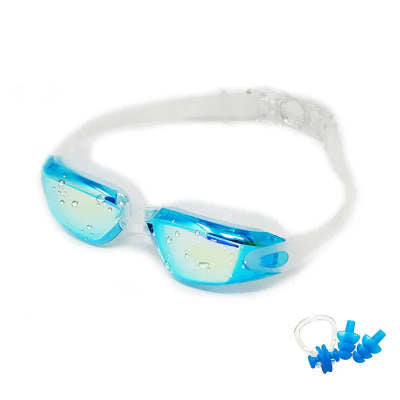 One-piece swimming goggles with earplugs