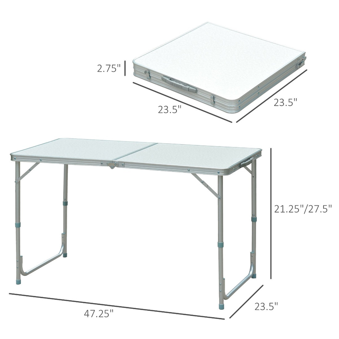 47" Aluminum Lightweight Portable Folding Easy Clean Camping Table with Carrying Handle