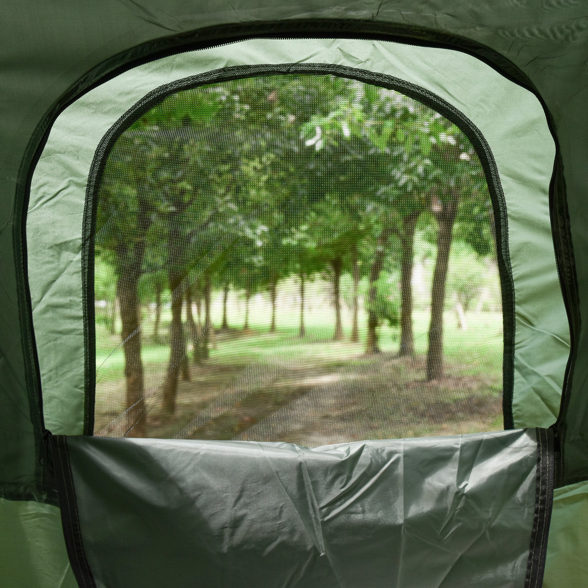 Folding Camping Cot For Adults All-in-One Elevated Tent With Sleeping Bag Thick Air Mattress Portable Single Bed