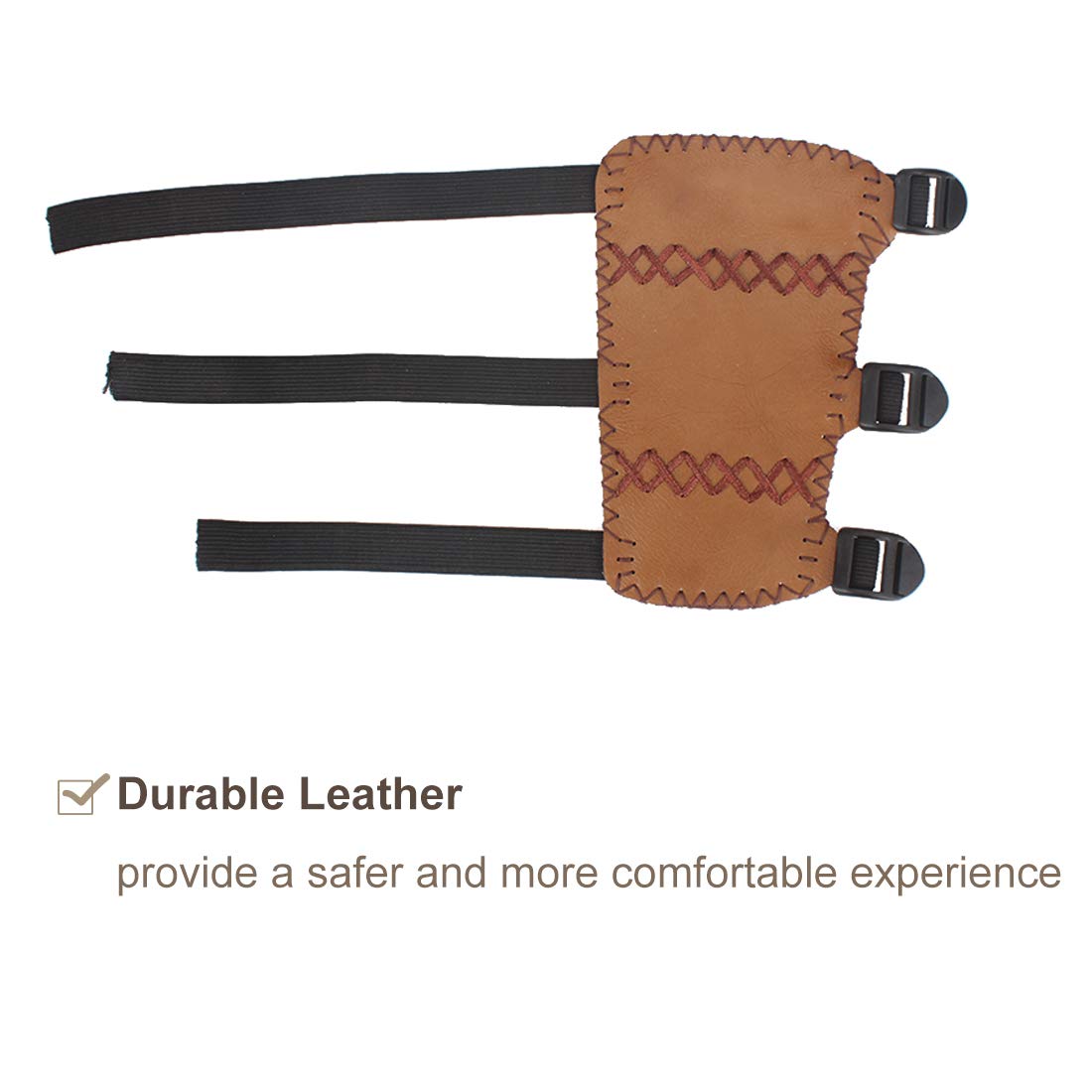 Krayney  Youth Leather 3-Strap Arm Guard Hunting Shooting Arrow Bow Gear Accessories, Archery Arm Protector