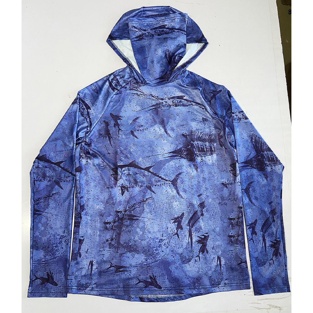 Fishing Hoodie Sailing Shirt Surfing Face Cover Neck Summer Men Long Sleeve Hunting Jersey Camisa De Pesca Performance Fish Gear Beach Tops Wear Climbing Uniform Angling