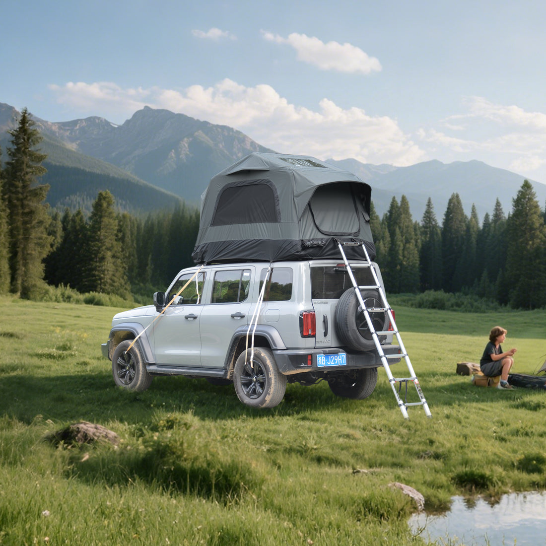 Truck Roof Tent, Car SUV Roof Tent Inflatable,Roof Top Tent Camping For 2 Person,Easy To Set Up