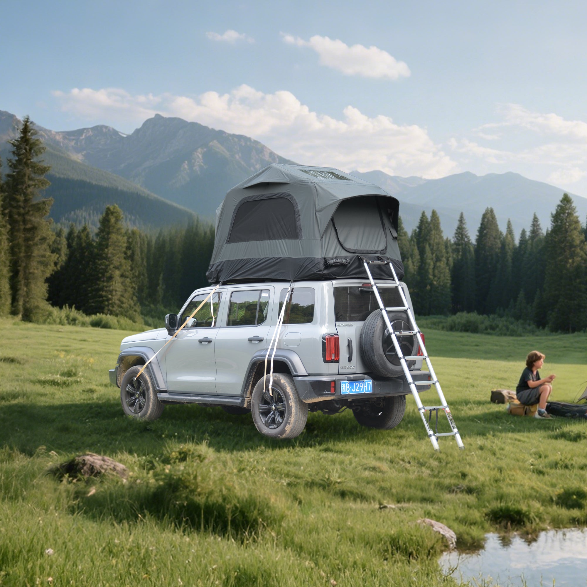 Truck Roof Tent, Car SUV Roof Tent Inflatable,Roof Top Tent Camping For 2 Person,Easy To Set Up