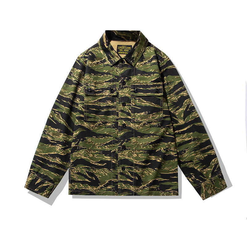 Tiger Pattern Camouflage Long Sleeve Shirt