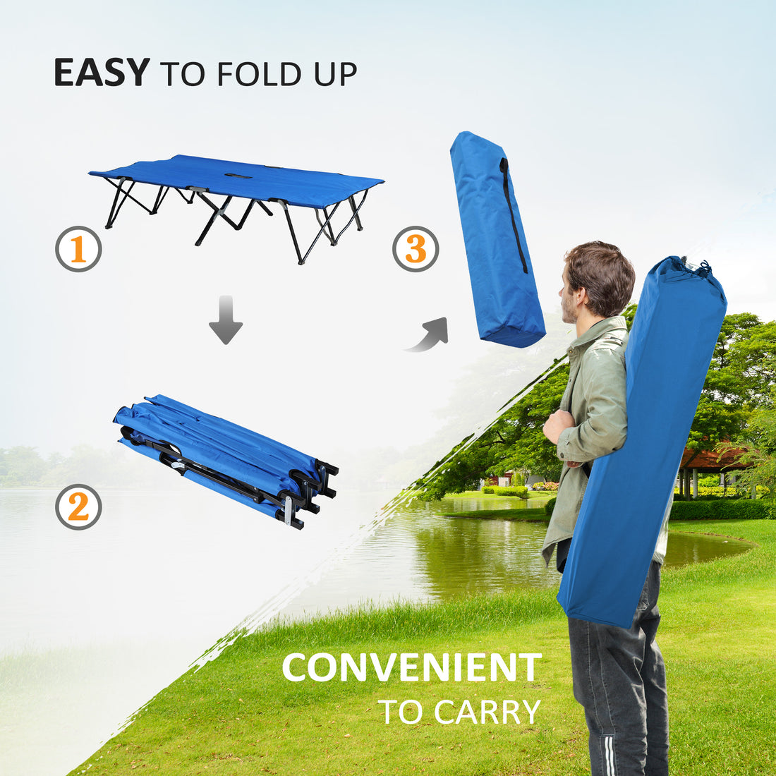 2 Person Folding Camping Cot for Adults
