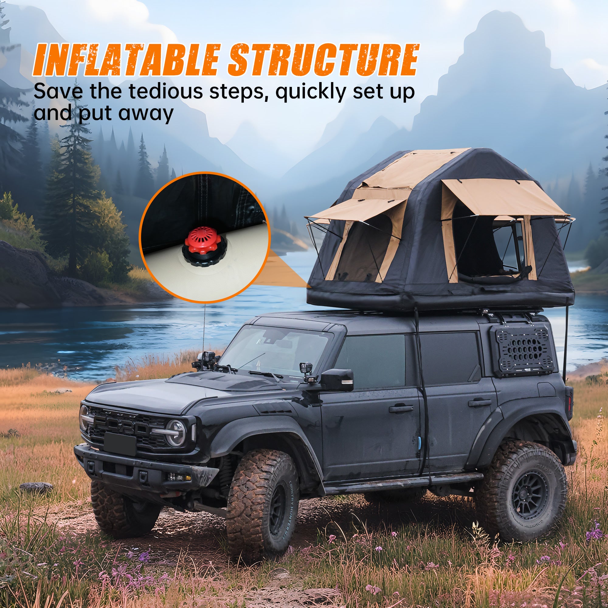 Amphibious Inflatable Car Roof Top Tent