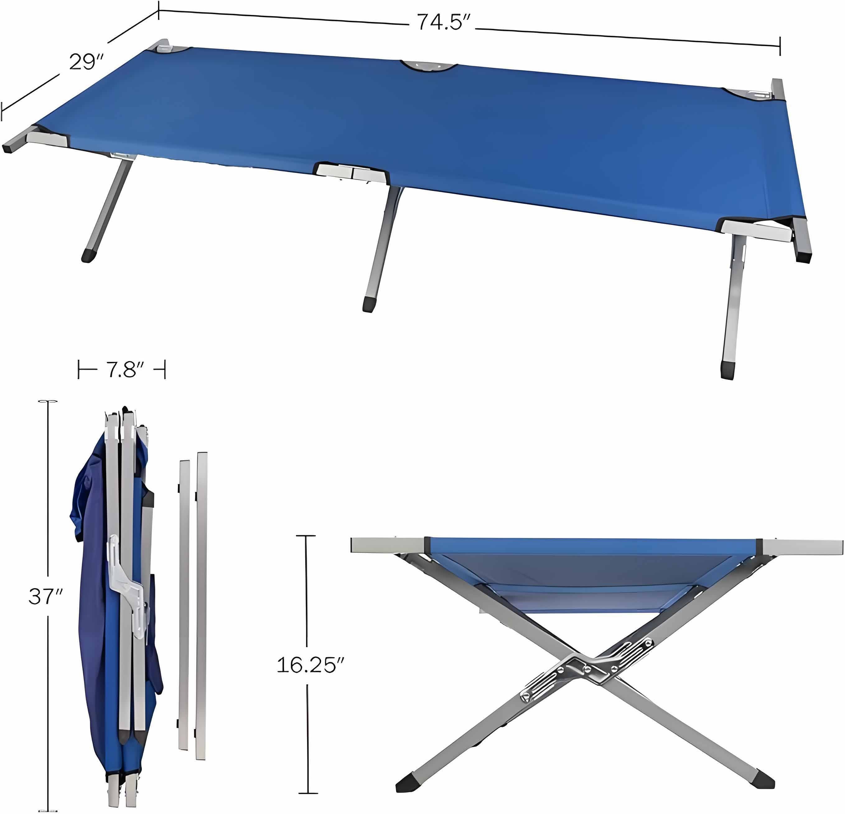 Marching Bed Outdoor Camping Bed, Foldable Lightweight Bed, Portable Camping Bed With Portable Bag, Suitable For Adult Hiking And Hunting Trips Blue