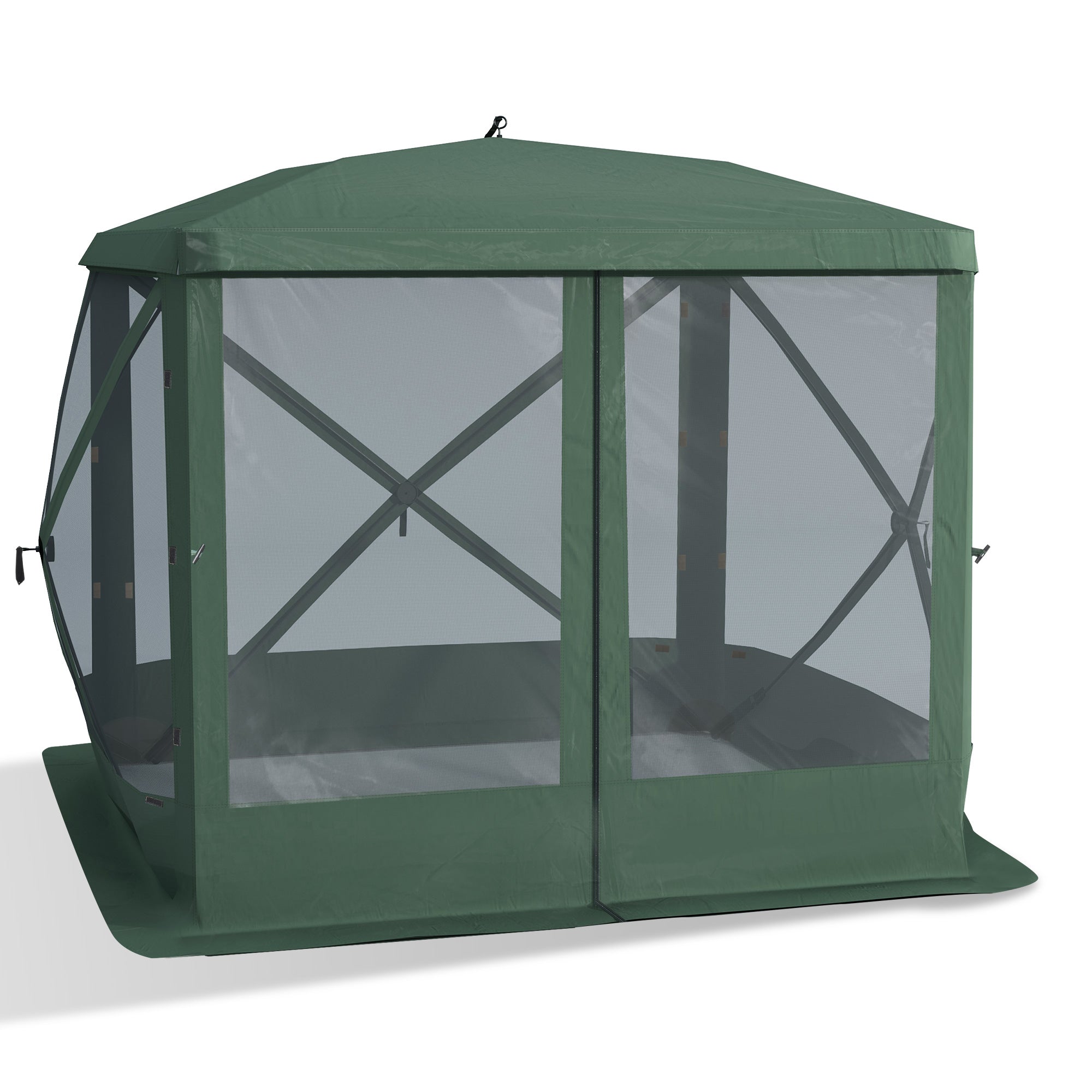 Pop Up Camping Canopy Gazebo Screen Shelter Tent with Single Person Easy Set-Up, Ventilating Mesh, Portable Carry Bag for Outdoor Camping Party Event, 7x7FT, Green