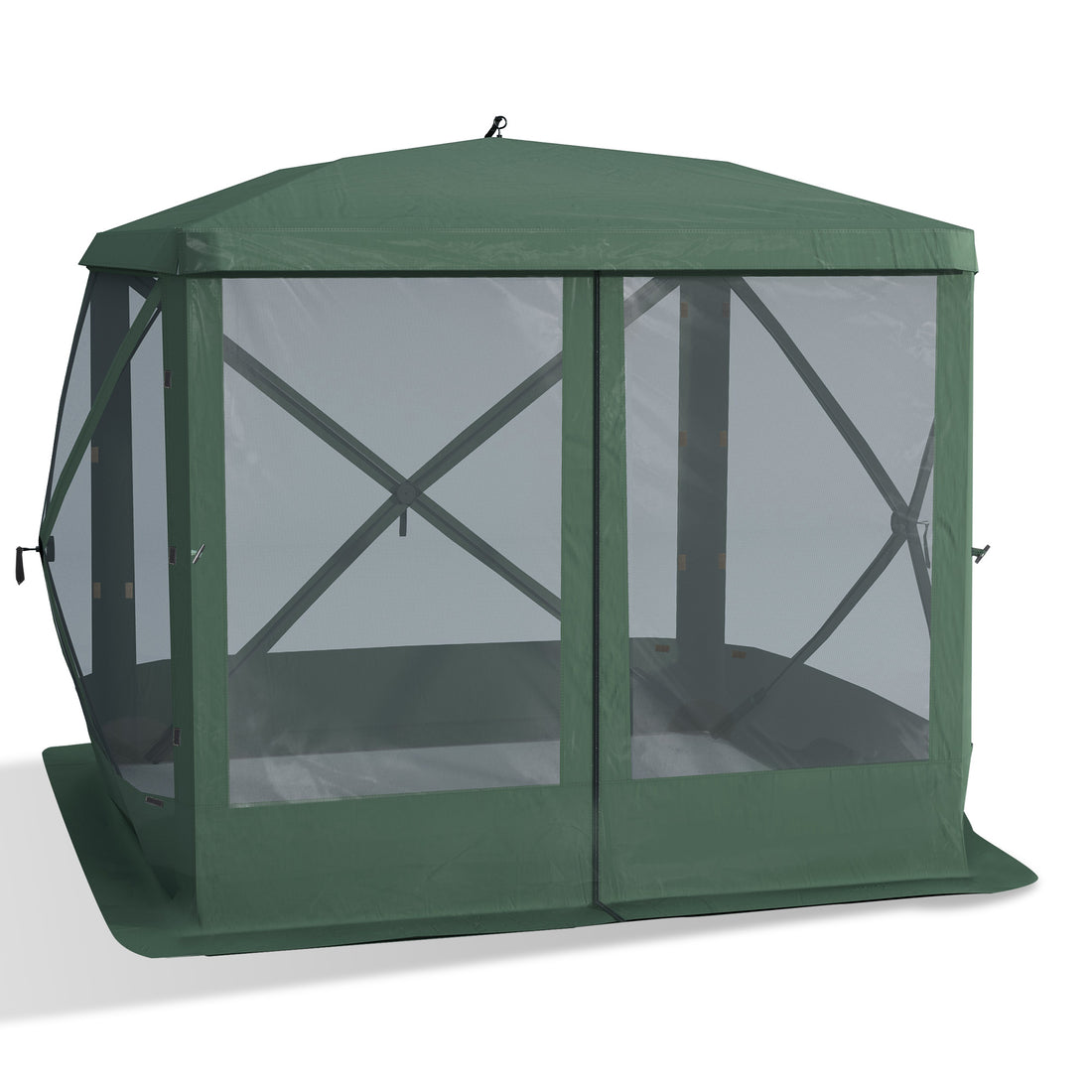 Pop Up Camping Canopy Gazebo Screen Shelter Tent with Single Person Easy Set-Up, Ventilating Mesh, Portable Carry Bag for Outdoor Camping Party Event, 7x7FT, Green
