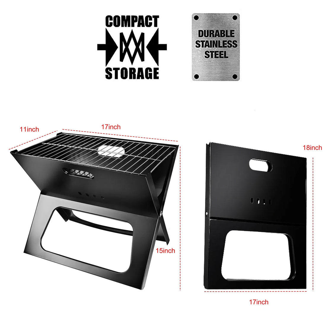 Foldable BBQ Grill Portable BBQ Barbecue Grill Camping Garden Outdoor Travel For Camping Picnic RV Travel