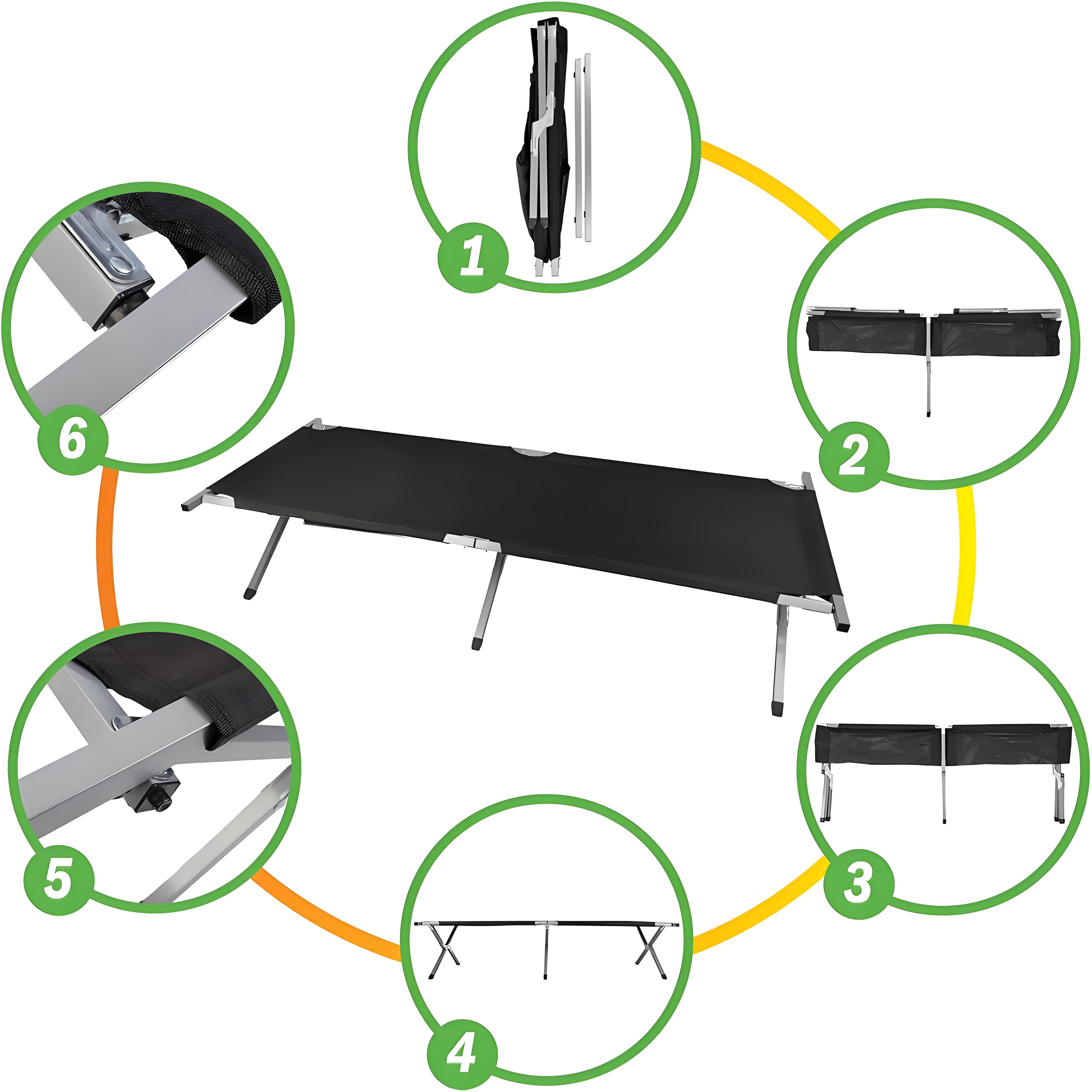 Marching Bed Outdoor Camping Bed, Foldable Lightweight Bed, Portable Camping Bed With Portable Bag, Suitable For Adult Hiking And Hunting Trips Black