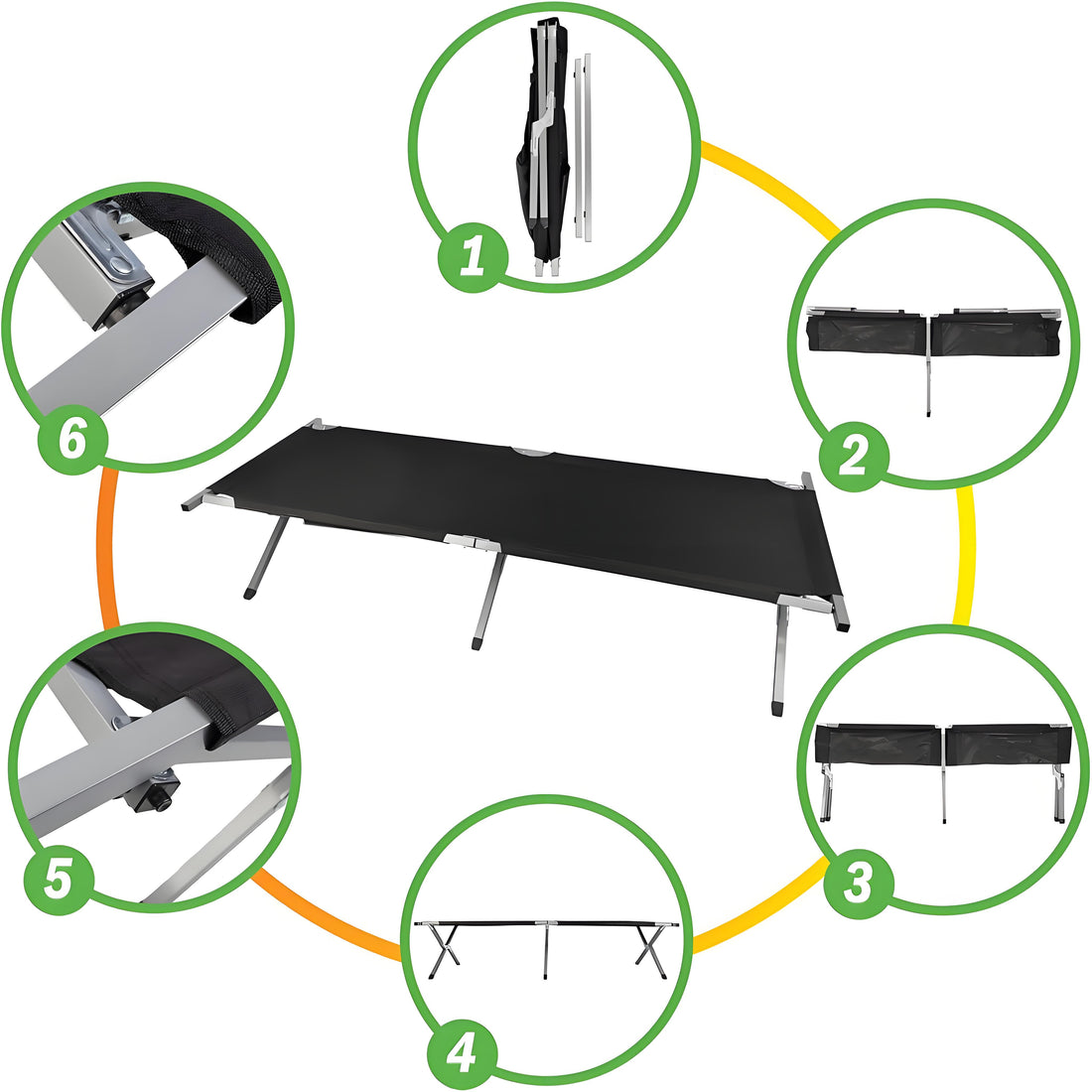 Marching Bed Outdoor Camping Bed, Foldable Lightweight Bed, Portable Camping Bed With Portable Bag, Suitable For Adult Hiking And Hunting Trips Black