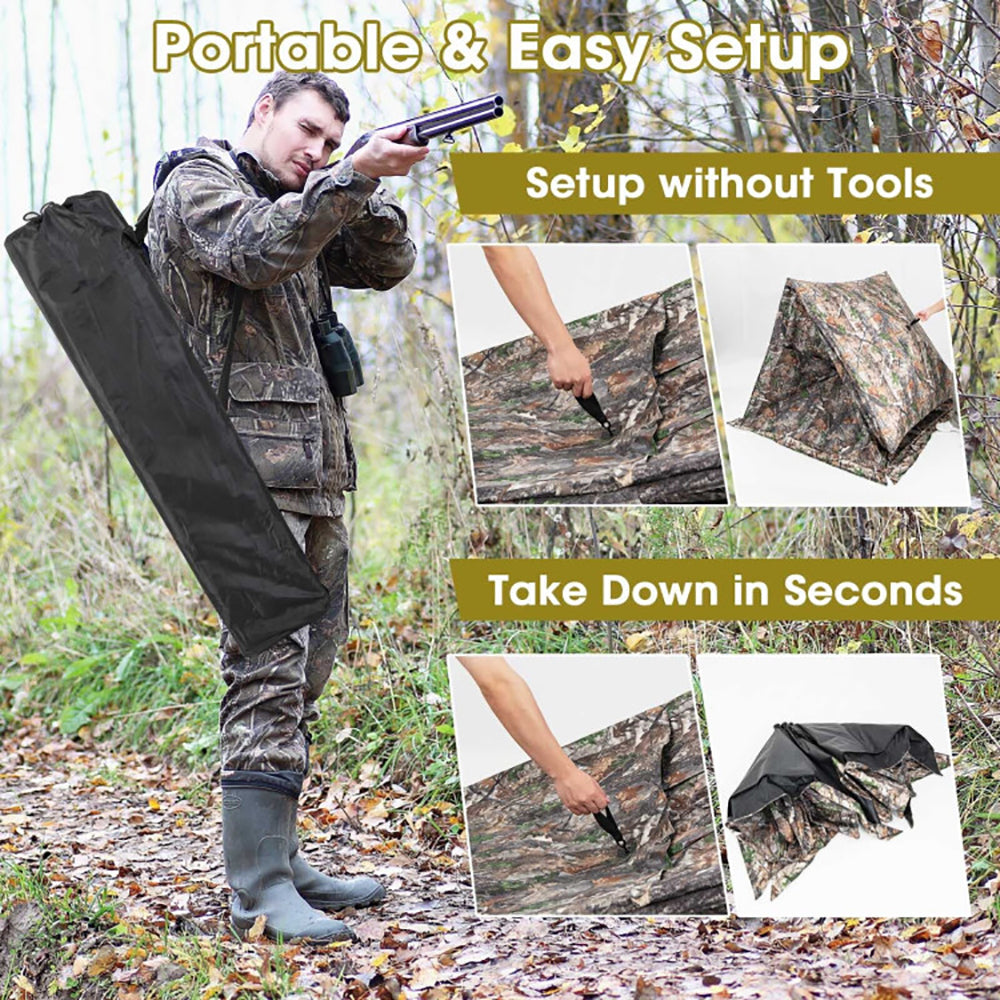 2-3 Person Hunting Blind Portable Pop Up Ground Tent With Carry Bag And Storage Pocket