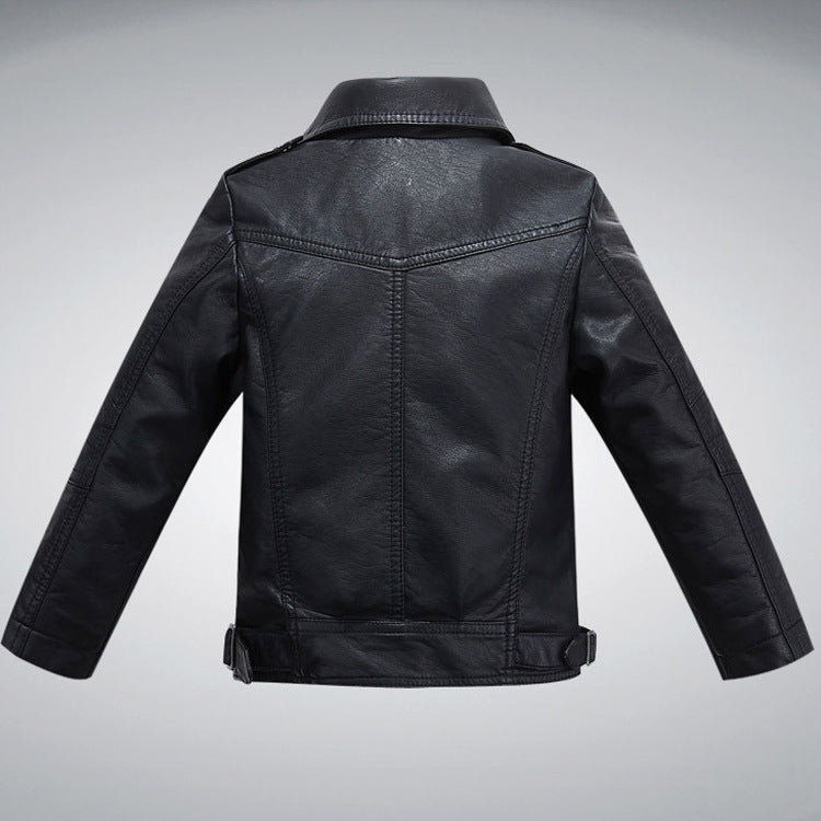New Children PU Leather Lapel Fashion Jacket