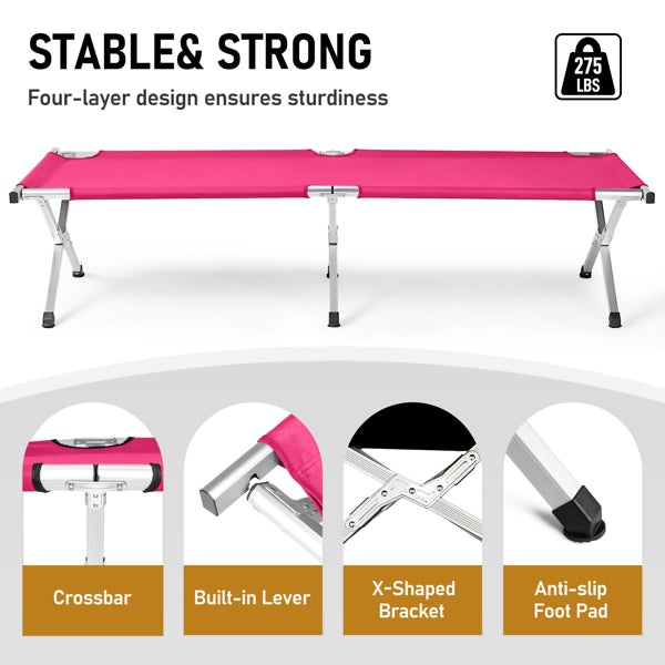 Portable Folding Camping Cot With Carrying Bag Army Pink
