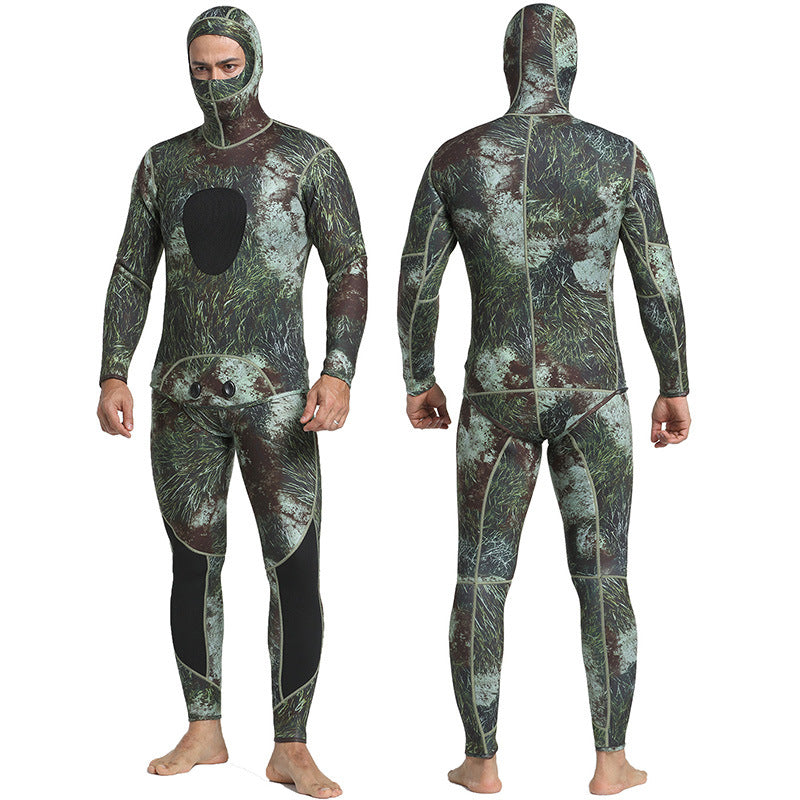 Neoprene Wetsuit 3MM Camouflage Split Two-piece Wetsuit Hood