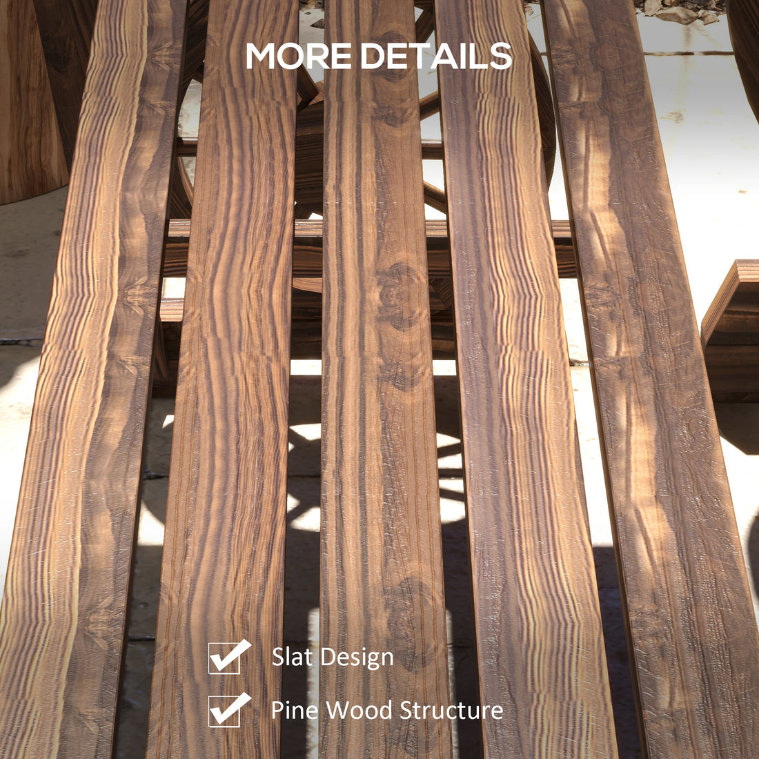 Patio Table and Chairs for 4 People, Wagon Wheel Design, Outdoor Furniture Set for Backyard, Garden, Carbonized