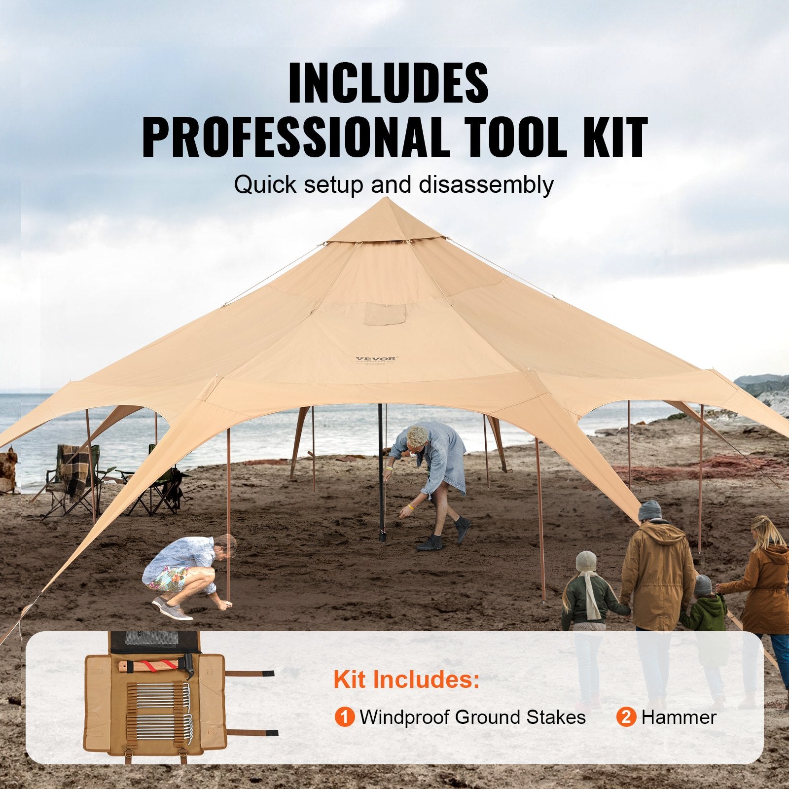 Canvas Tent, 4 Seasons 5 M/16.4 Ft Bell Tent, Canvas Tent For Camping With Stove Jack, Breathable Yurt Tent For Up To 8 People, Family Camping Outdoor Hunting Party