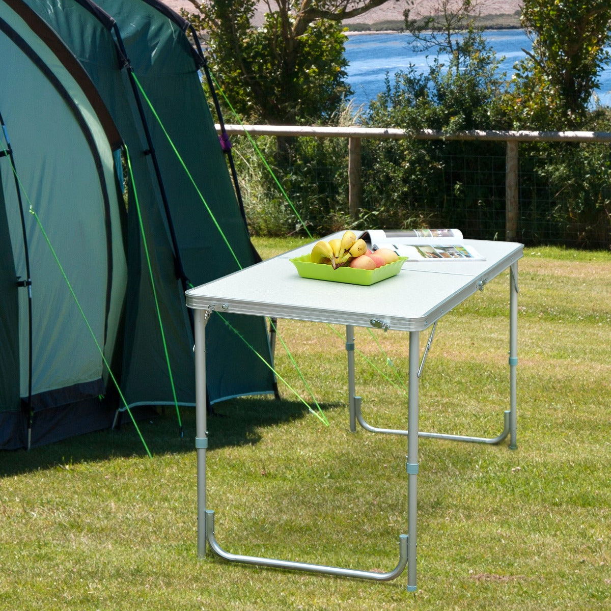 47" Aluminum Lightweight Portable Folding Easy Clean Camping Table with Carrying Handle