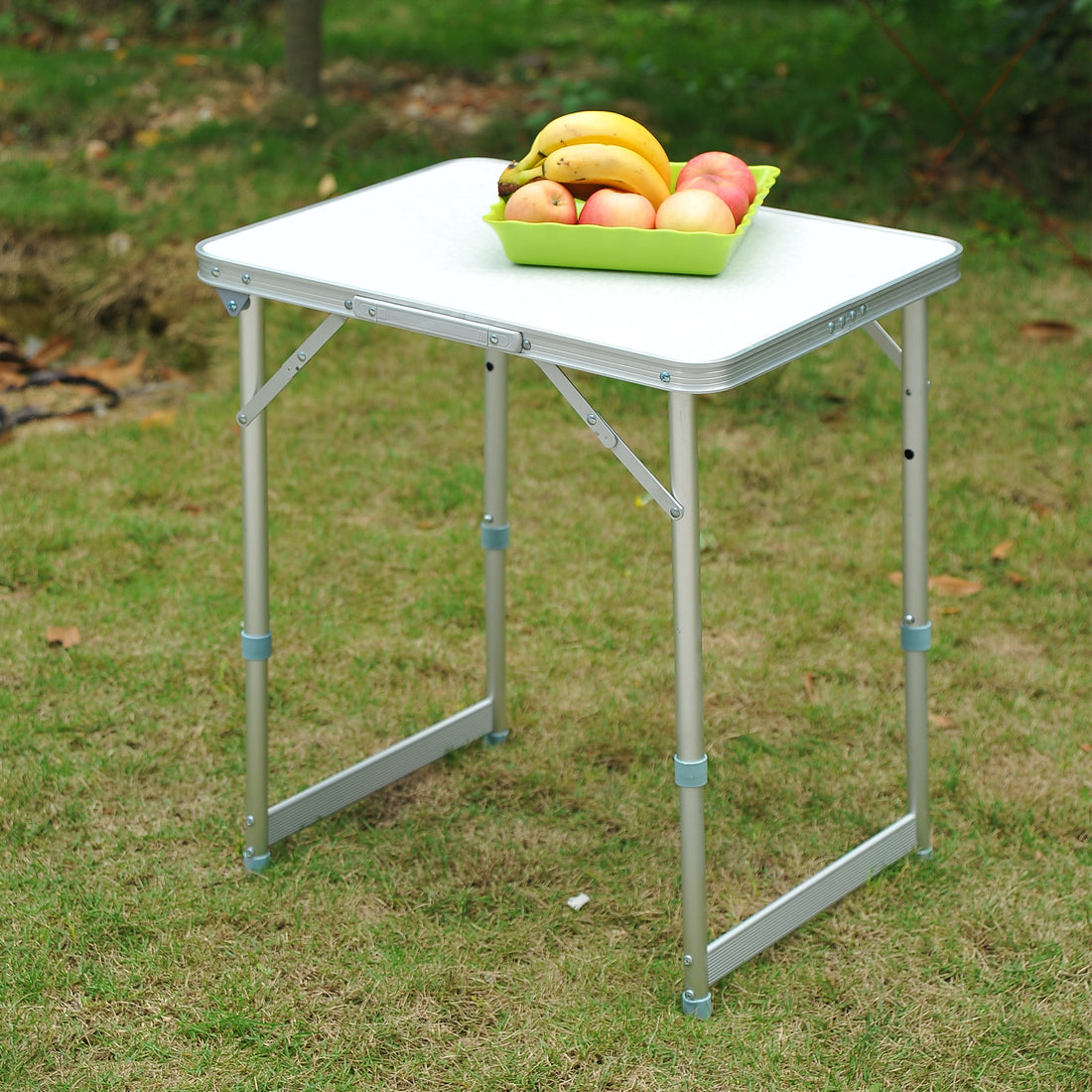 23" Portable Camping Table with Faucet Aluminum Lightweight Portable Folding Easy Clean Camping Table with Carrying Handle