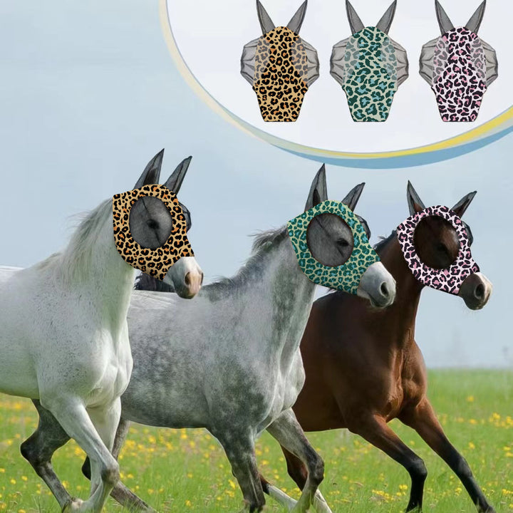 Breathable Leopard Print Horse Mask Anti-mosquito