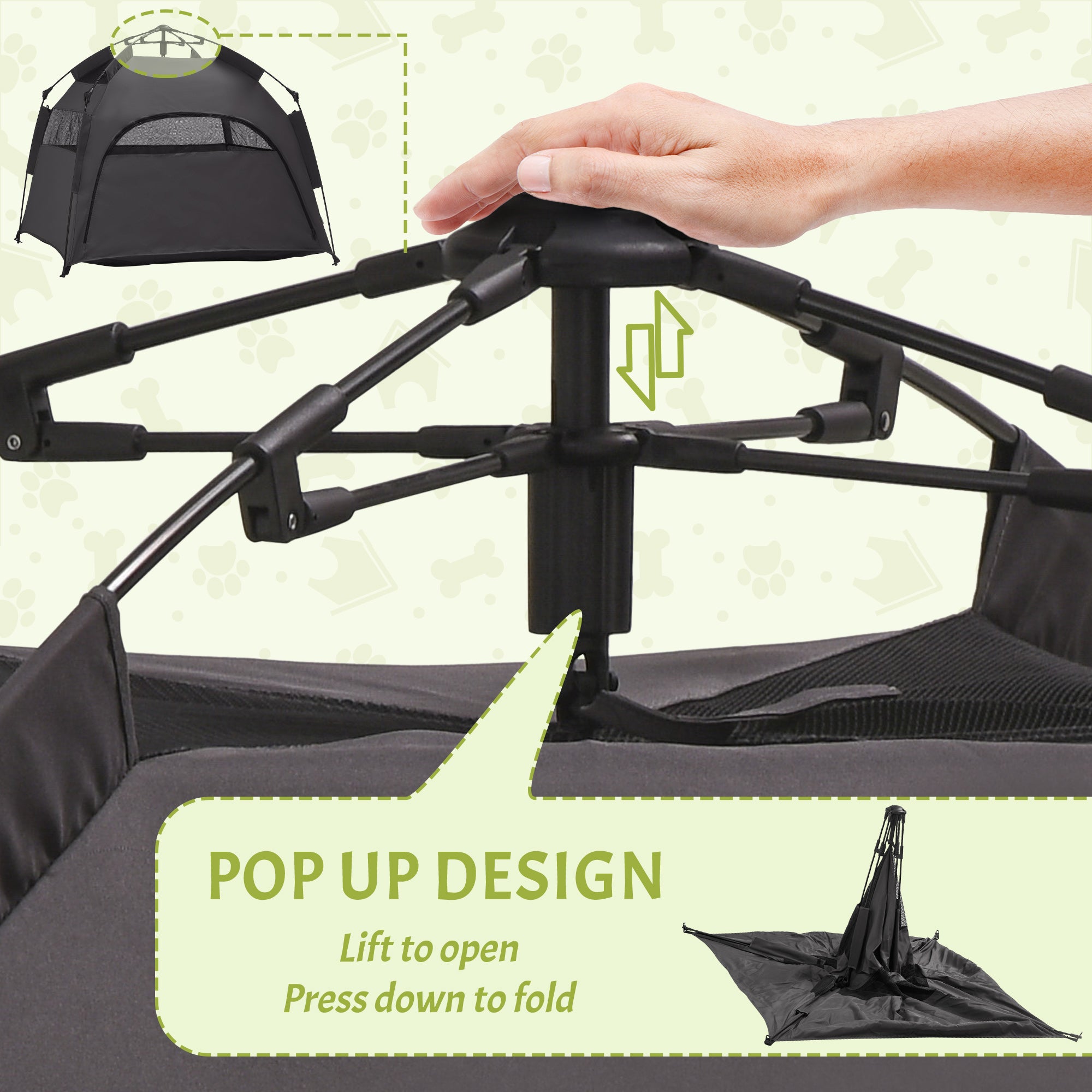 Pop Up Dog Tent For Extra Large And Large Dogs With Carry Bag, For Beach, Backyard, Home, Dark Gray