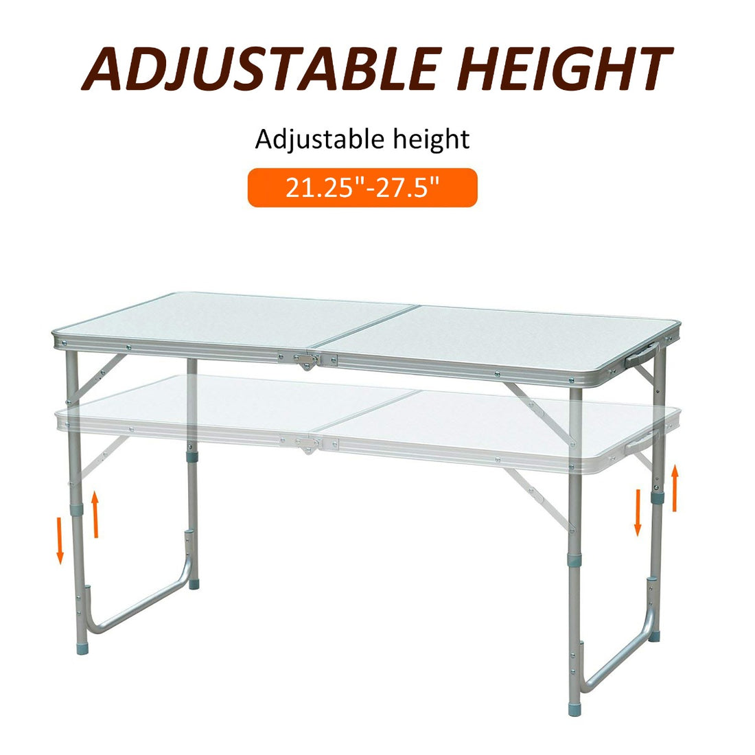 47" Aluminum Lightweight Portable Folding Easy Clean Camping Table with Carrying Handle