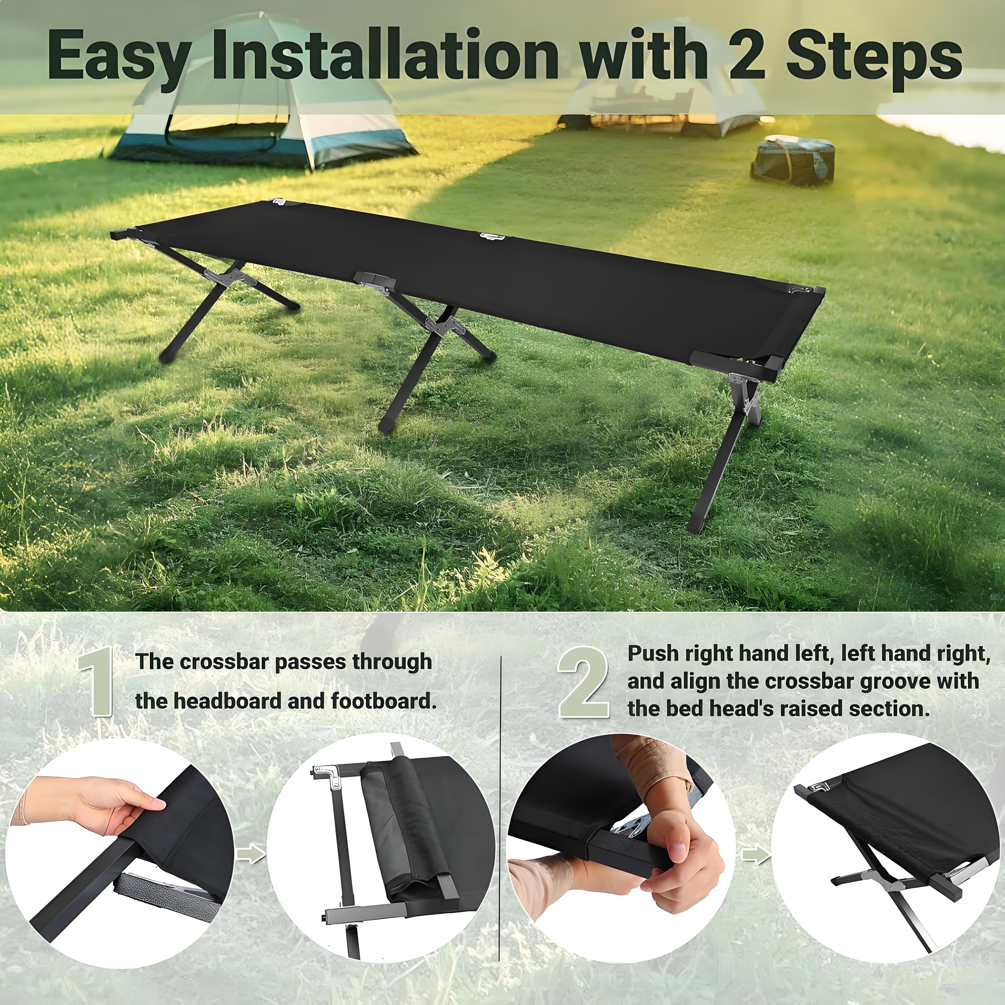 Marching Bed Outdoor Camping Bed, Foldable Lightweight Bed, Portable Camping Bed With Portable Bag, Suitable For Adult Hiking And Hunting Trips Black